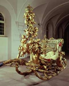 II. Ludwig (1845-86) állami szánja 1872-80 között (aranyozott faragott fa)